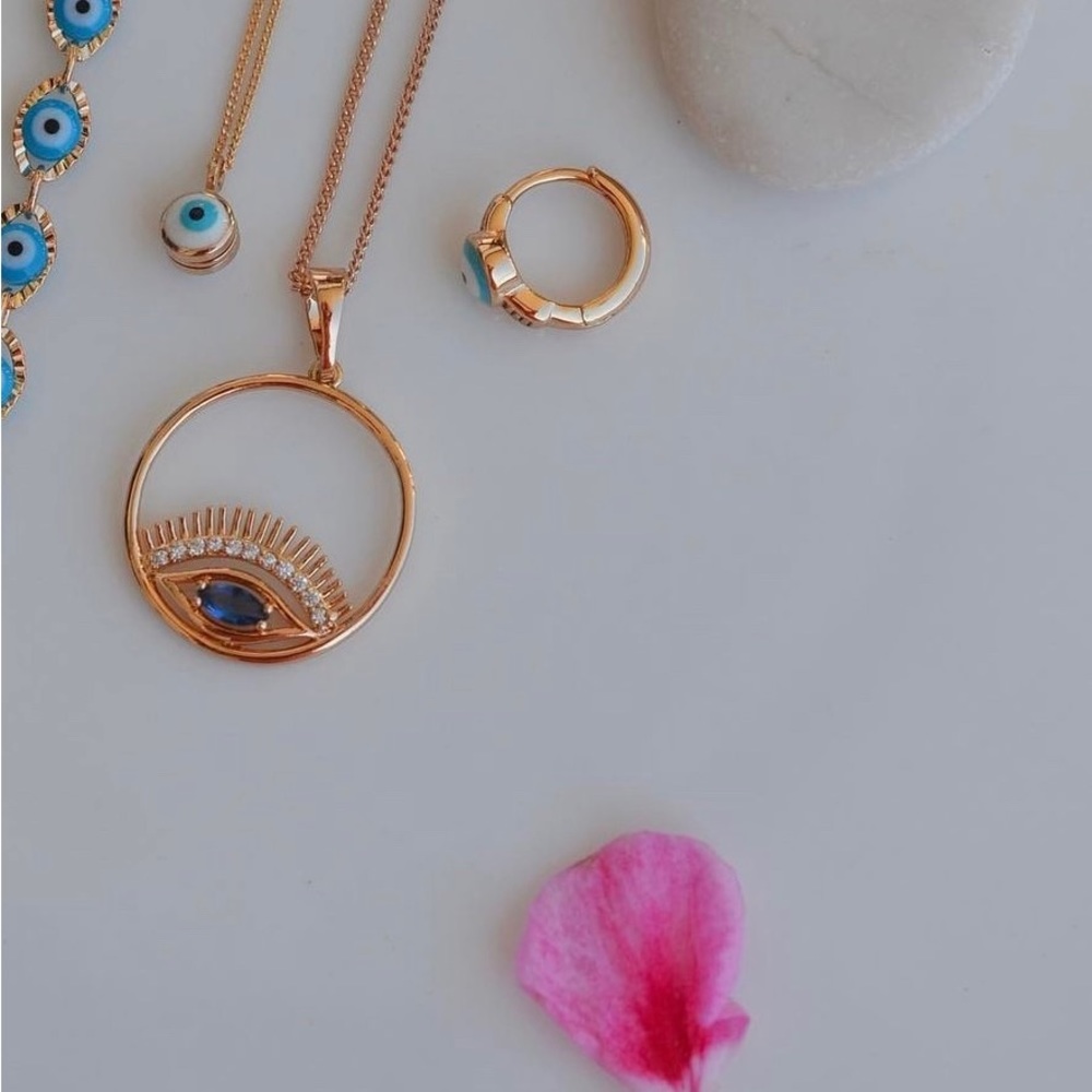 LAST ONE Evil Eye Necklace 18k Gold Color with Black Zircon Luxury Jewelry - Picture 5 of 8